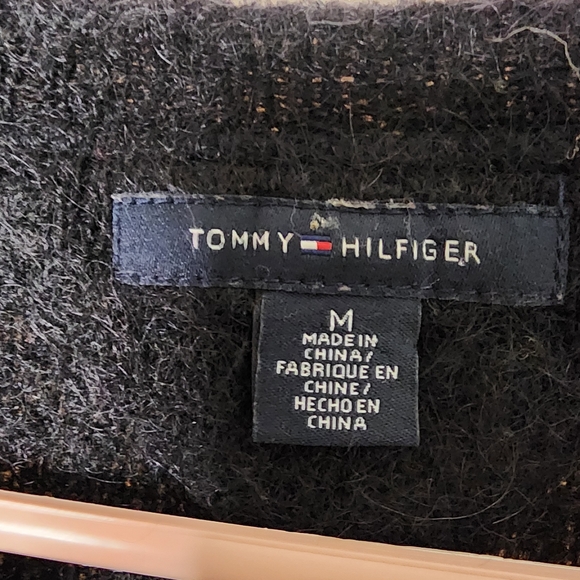 Angora wool blend black Tommy Hilfiger u-neck sweater - Picture 4 of 8